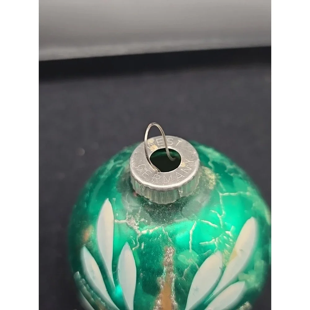 3 Vtg West Germany Glass Christmas Tree Ornaments Glitter Balls 25G‎